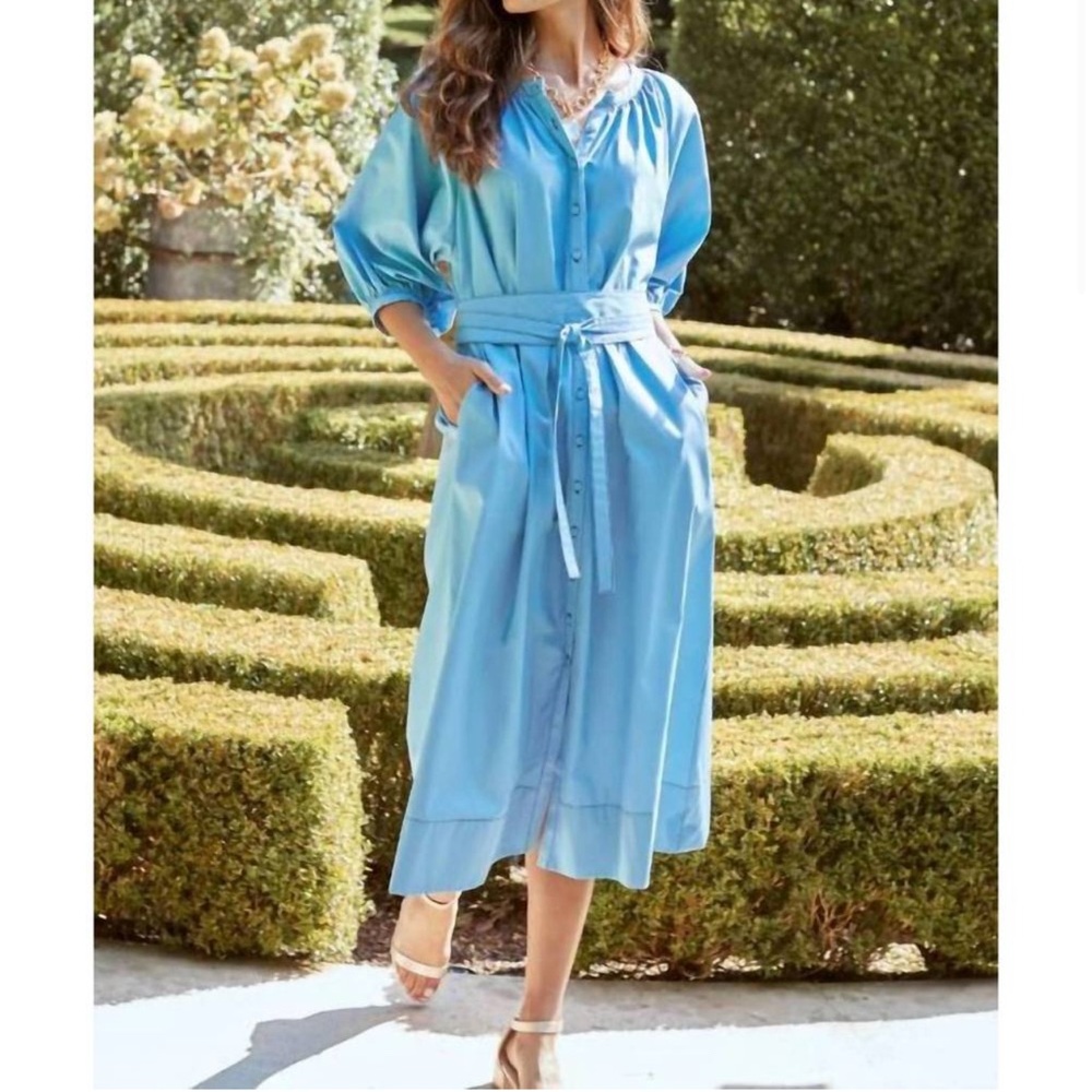 TYLER BOE genivive dress w/ belt in coastal blue